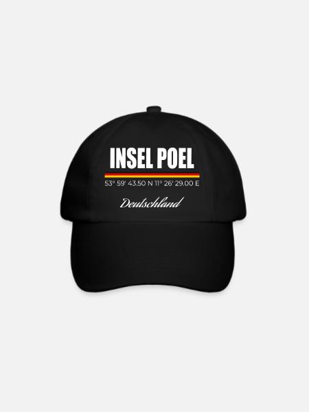 Insel Poel - Baseballkappe - Schwarz/Schwarz