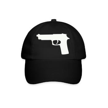 Pistolen-Silhouette in Kontrast - Baseballkappe - Schwarz/Schwarz - Vorne