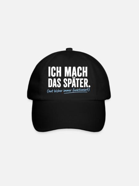 Ich mach das Später Prokrastinierer - Baseballkappe - Schwarz/Schwarz