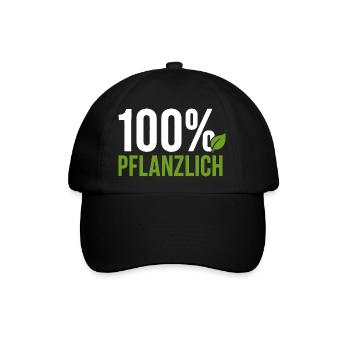 100% Pflanzlich - Vegan Geschenkidee - Baseballkappe - Schwarz/Schwarz - Vorne