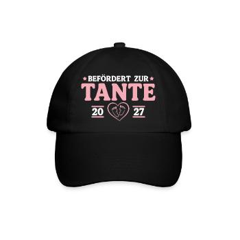 Babyparty Befördert zur Tante 2027 - Baseballkappe - Schwarz/Schwarz - Vorne