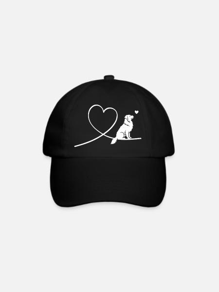 Australian Shepherd Hund mit Herz Silhouette - Baseballkappe - Schwarz/Schwarz