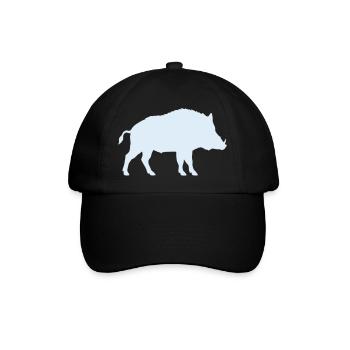Blaues Wildschwein Silhouette - Baseballkappe - Schwarz/Schwarz - Vorne