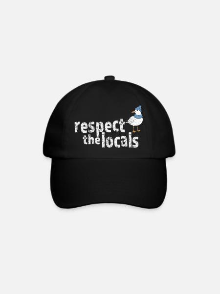 Respect the Locals – Maritime Möwe - Baseballkappe - Schwarz/Schwarz