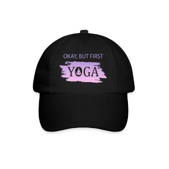 Okay, But First Yoga - Baseballkappe - Schwarz/Schwarz - Vorne
