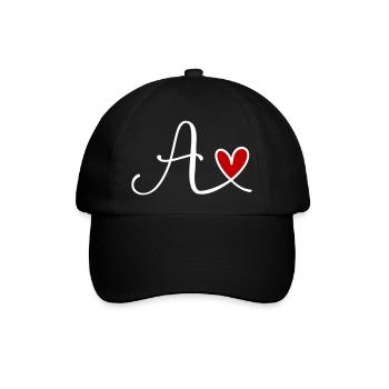 Buchstabe A Monogramm mit Herz - Baseballkappe - Schwarz/Schwarz - Vorne