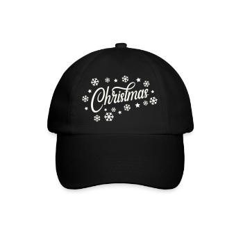 Weihnachtliches Script mit Schneeflocken - Baseballkappe - Schwarz/Schwarz - Vorne