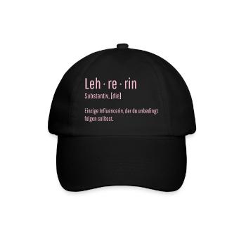 Lehrerin Substantiv Influencerin Lustig Geschenk - Baseballkappe - Schwarz/Schwarz - Vorne
