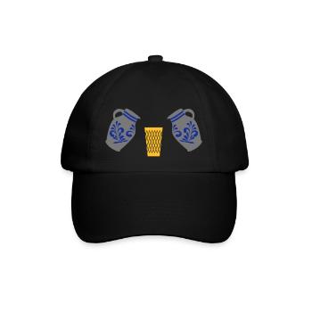 Geripptes mit Bembel - Baseballkappe - Schwarz/Schwarz - Vorne