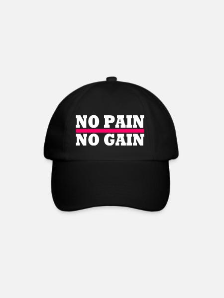 No pain no gain - Baseballkappe - Schwarz/Schwarz