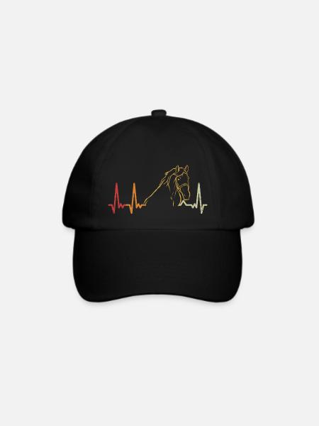 Retro Pferdekopf Herzschlag Pferd Vintage Reiten - Baseballkappe - Schwarz/Schwarz