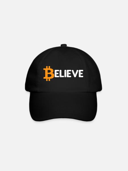 Bitcoin Logo Vintage Believe Crypto BTC Blockchain - Baseballkappe - Schwarz/Schwarz