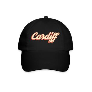 Cardiff Retro Script Logo - Baseballkappe - Schwarz/Schwarz - Vorne
