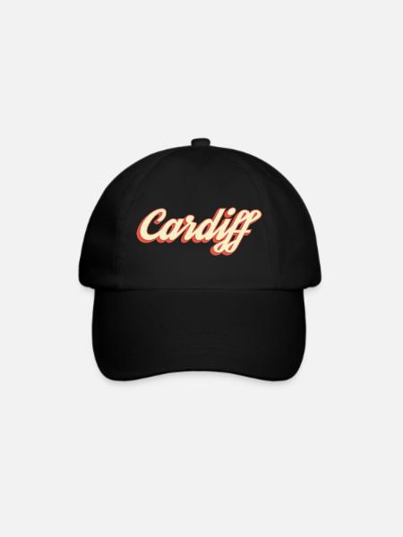 Cardiff Retro Script Logo - Baseballkappe - Schwarz/Schwarz