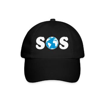 SOS – Earth Day / Klimawandel (W / 2C / SVG) - Baseballkappe - Schwarz/Schwarz - Vorne