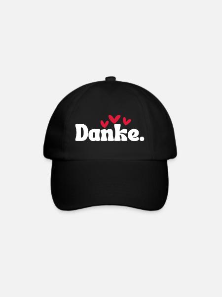 Danke Herz Typografie - Baseballkappe - Schwarz/Schwarz