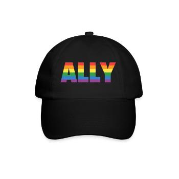ALLY – Regenbogen Design für LGBTQ+ Supporter - Baseballkappe - Schwarz/Schwarz - Vorne