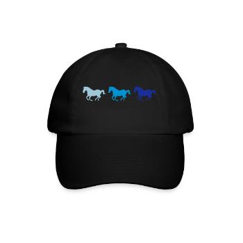 Drei Pferde im Galopp - Baseballkappe - Schwarz/Schwarz - Vorne