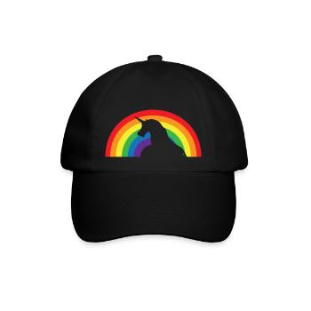 Einhorn Regenbogen - Baseballkappe - Schwarz/Schwarz - Vorne