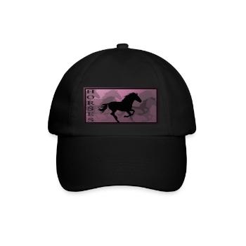 Pferd Pferde Reiten Reitsport Pony Western Shirt - Baseballkappe - Schwarz/Schwarz - Vorne