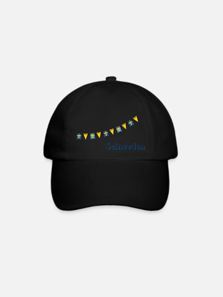 Schweden Girlande - Baseballkappe - Schwarz/Schwarz