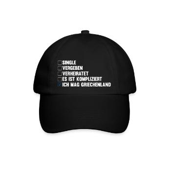Griechen Grieche Griechenland - Baseballkappe - Schwarz/Schwarz - Vorne