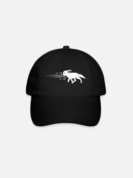 Der weiße Fuchs und der Wind - Baseballkappe - Schwarz/Schwarz