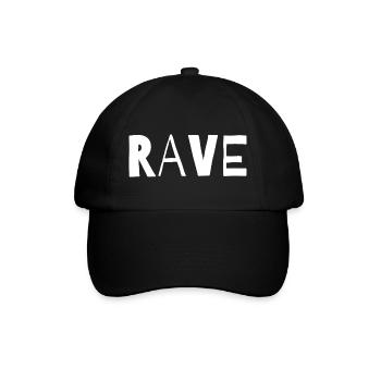 Rave typografisches Musikdesign - Baseballkappe - Schwarz/Schwarz - Vorne
