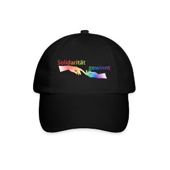 Solidarität gewinnt Pride T-Shirt Regenbogen - Baseballkappe - Schwarz/Schwarz - Vorne