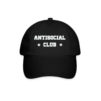 Antisocial Club – Einzelgänger Sarkasmus Spruch - Baseballkappe - Schwarz/Schwarz - Vorne