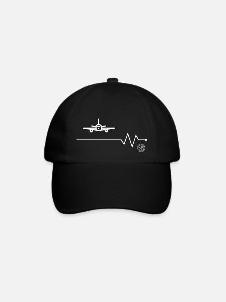 Flugzeug - Baseballkappe - Schwarz/Schwarz