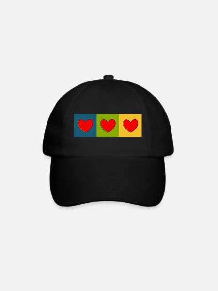 Herz Muster Herzmuster Geschenk Herz  - Baseballkappe - Schwarz/Schwarz