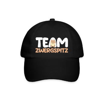 Hund Zwergspitz - Baseballkappe - Schwarz/Schwarz - Vorne