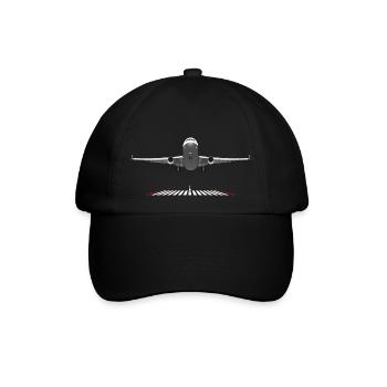 Pilot Aviation Airplane - Flughafen-Start- und Landebahnflugzeug - Baseballkappe - Schwarz/Schwarz - Vorne