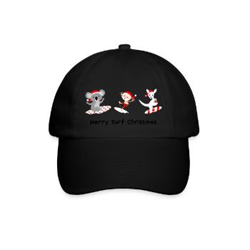 Happy Surf Christmas - Baseballkappe - Schwarz/Schwarz - Vorne