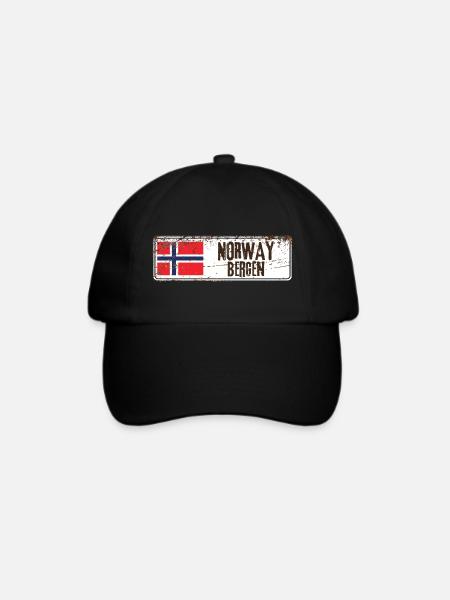 Bergen Norwegen Flagge - Baseballkappe - Schwarz/Schwarz