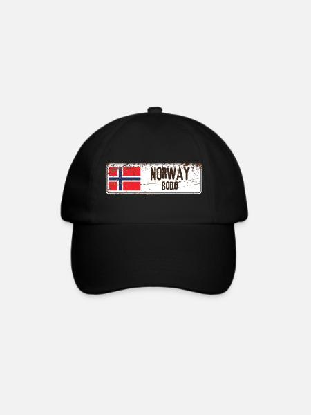 Bodø Norwegen Flagge - Baseballkappe - Schwarz/Schwarz