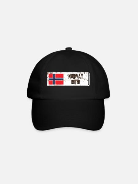 Bryne Norwegen Flagge - Baseballkappe - Schwarz/Schwarz