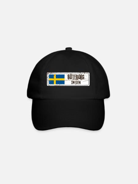 Göteborg Schweden Flagge - Baseballkappe - Schwarz/Schwarz