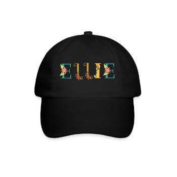 ELLIE Namenskunst mit gestickten Blumen - Baseballkappe - Schwarz/Schwarz - Vorne