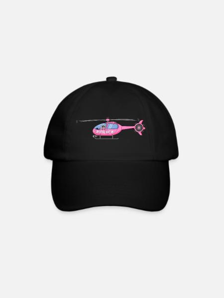 Polizeihubschrauber in Rosa - Baseballkappe - Schwarz/Schwarz