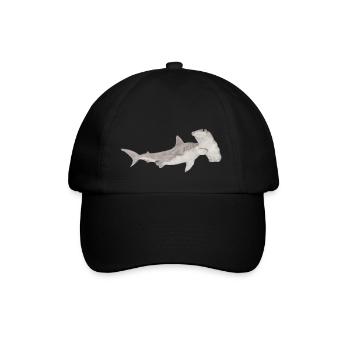 Großer Hammerhai, Hai, Haifisch - Baseballkappe - Schwarz/Schwarz - Vorne