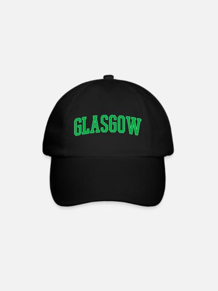 Glasgow College Stil Grüner Blockschrift - Baseballkappe - Schwarz/Schwarz