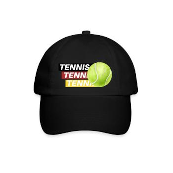 Tennis Eleganz: Schwarz, Rot, Gold - Baseballkappe - Schwarz/Schwarz - Vorne