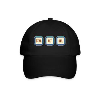 Retro Keyboard Tasten CTRL ALT DEL - Baseballkappe - Schwarz/Schwarz - Vorne