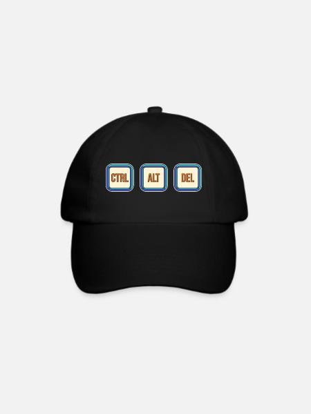 Retro Keyboard Tasten CTRL ALT DEL - Baseballkappe - Schwarz/Schwarz