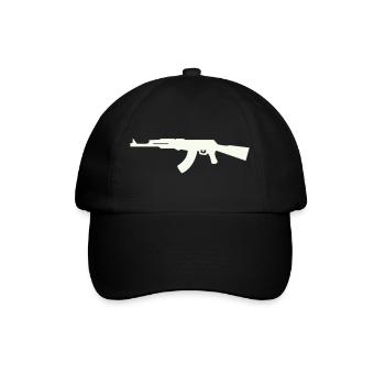 Gewehr Silhouette im Minimalstil - Baseballkappe - Schwarz/Schwarz - Vorne