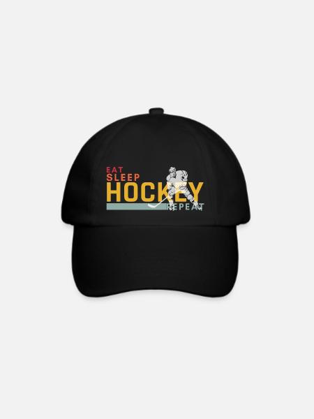 Eat Sleep Hockey Repeat Christmas Kid Teen Adult H - Baseballkappe - Schwarz/Schwarz