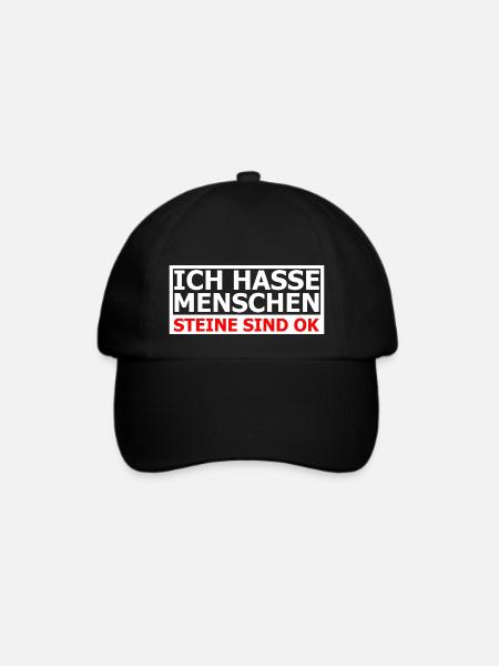 Ich hasse Menschen - Baseballkappe - Schwarz/Schwarz