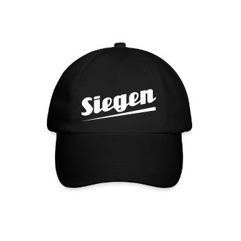 Siegen - Textdesign mit Stadtnamen - Baseballkappe - Schwarz/Schwarz - Vorne